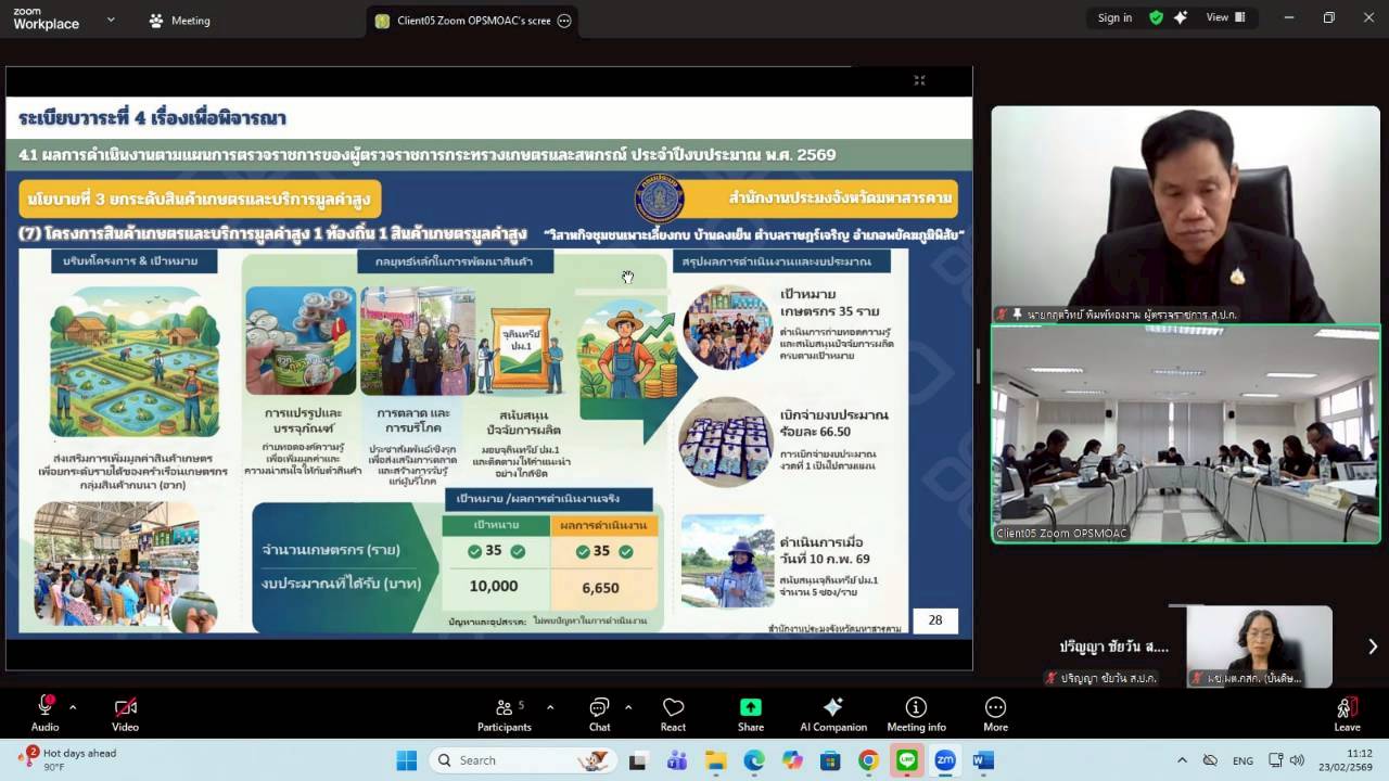 title - ผู้ตรวจราชการ ส.ป.ก. เข้าร่วมการประชุมตรวจติดตามการดำเนินงานตามแผนการตรวจราชการ ของผู้ตรวจราชการกระทรวงเกษตรและสหกรณ์ ประจำปีงบประมาณ พ.ศ. 2569 รอบที่ 1 ในเขตตรวจราชการที่ 12 จังหวัดมหาสารคาม
